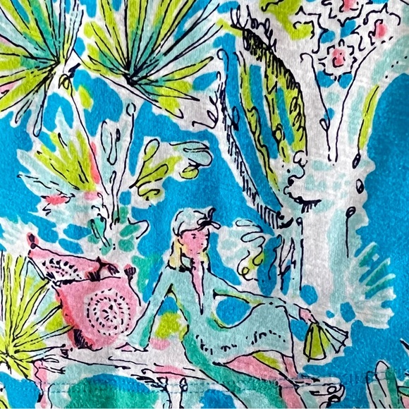 Lilly Pulitzer Jungle Glam Blue Toile Print Tropical Tee Top Size XS - Picture 5 of 12